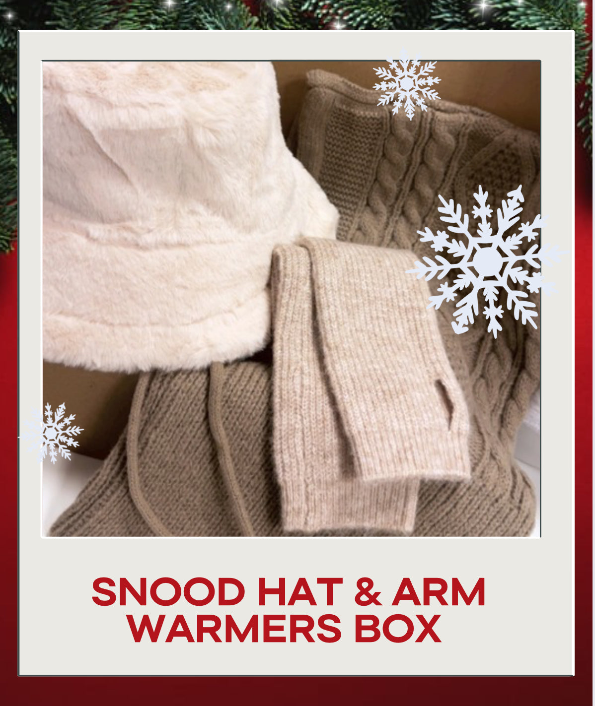 Taupe Snood/Arm Warmers/ Hat Christmas Box