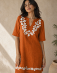 Aruba Dress Orange/White