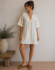 Tuscany Summer Dress Lemon/Blue