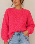 Neon Coral Cable Knit Sweater