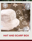 Flower Print Scarf / Faux Fur Hat Christmas Box Taupe