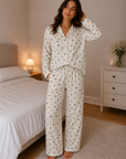 Cream Teddy Pyjama Set With Cute Storage Bag