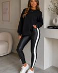 Megan Stripe Leather Look Leggings