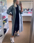 Duster Coat With Hood Grey