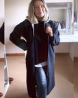 Duster Coat With Hood Navy