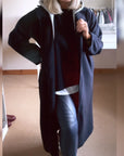 Duster Coat With Hood Navy