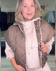 Fia Reversible Gilet Mink/Print