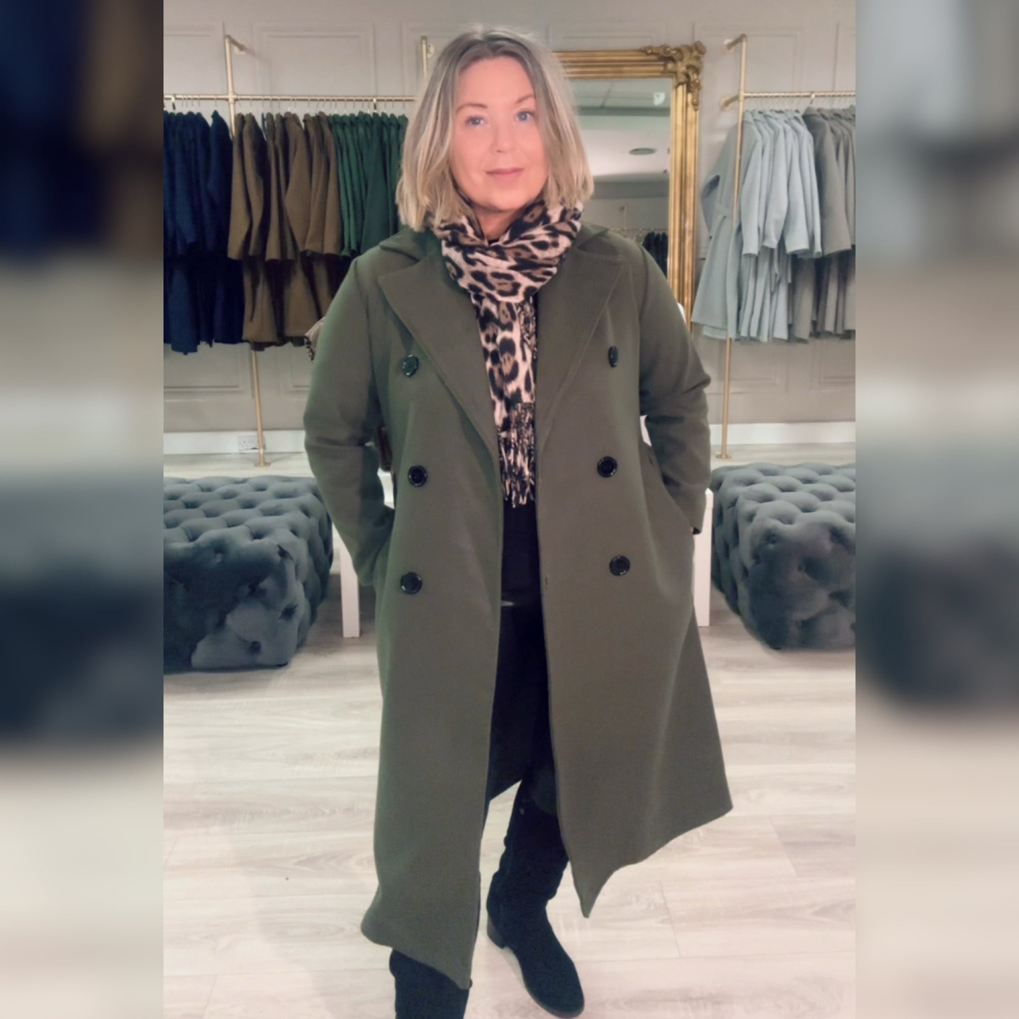 Charlotte Midi Duster Coat Olive