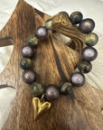 Beaded Heart Bracelet Grey