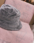 Cat Print Pink Scarf / Faux Fur Hat Christams Box