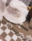 Flower Print Scarf / Faux Fur Hat Christmas Box Taupe