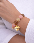 Personalised Amara Blush And Mocha Heart Bracelet