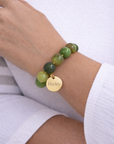 Personalised Green Marble Disc Charm Bracelet