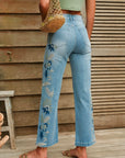 Violet Embroidered Denim Jeans