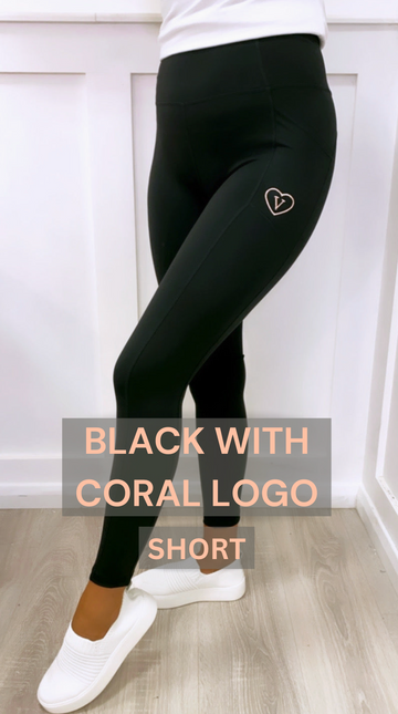Active Short Leggings Black / Coral Logo