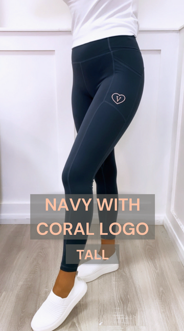 Active Tall Leggings Navy / Coral Logo