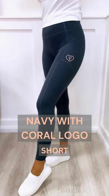 Active Short Leggings Navy / Coral Logo