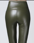 Lisa Faux Leather Leggings Olive