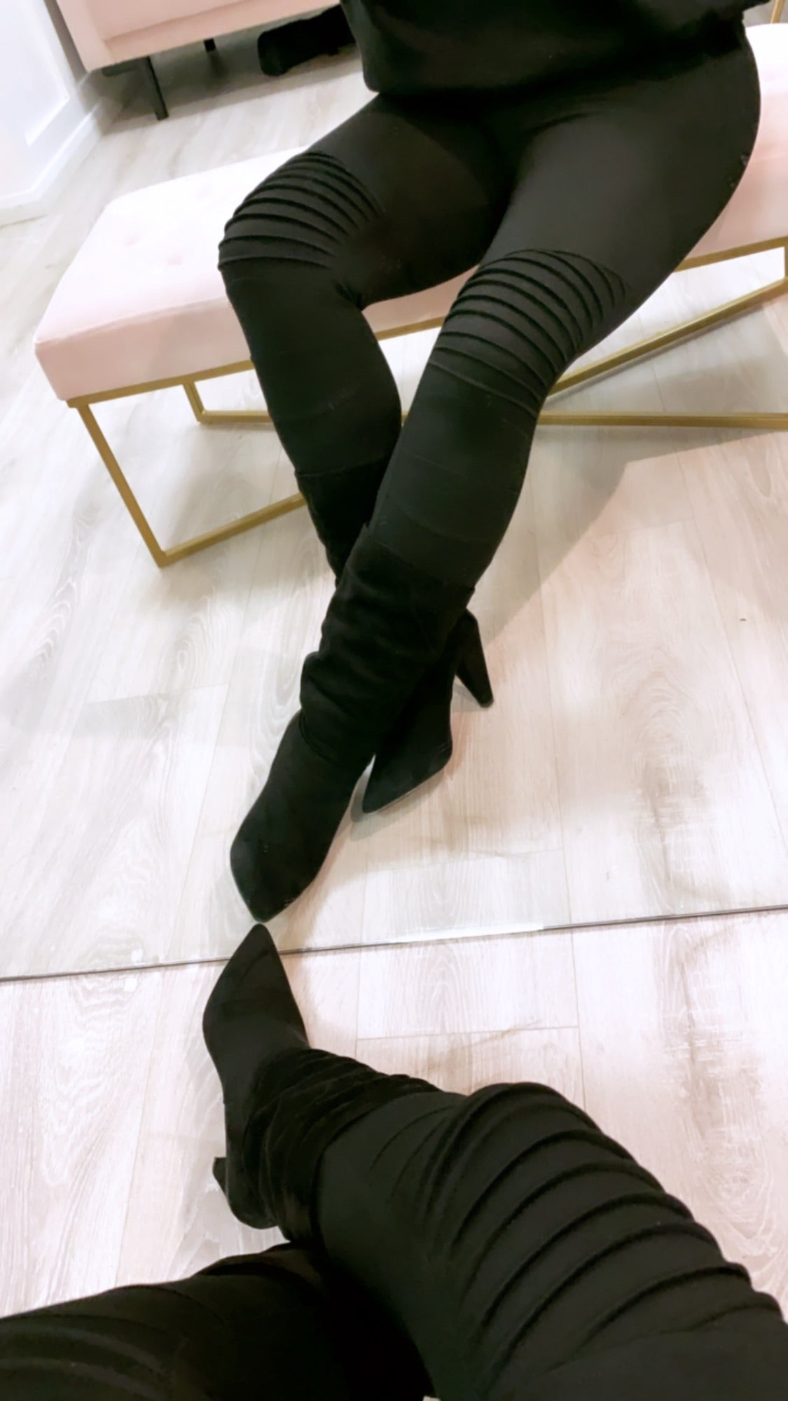 Jackie Spandex Moto Leggings Black