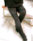 Jackie Spandex Moto Leggings Black
