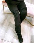 Jackie Spandex Moto Leggings Black