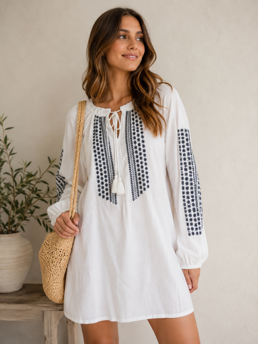 Santorini Embroidered Dress