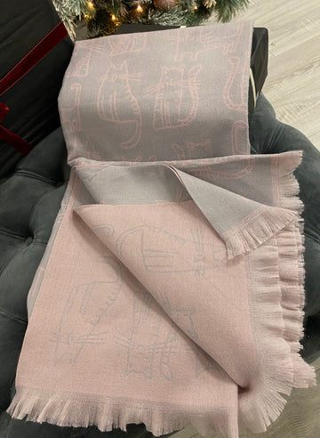 Oversized Reversible Scarf Grey/Pink