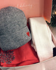 Christmas Hat Scarf Box Red/Grey