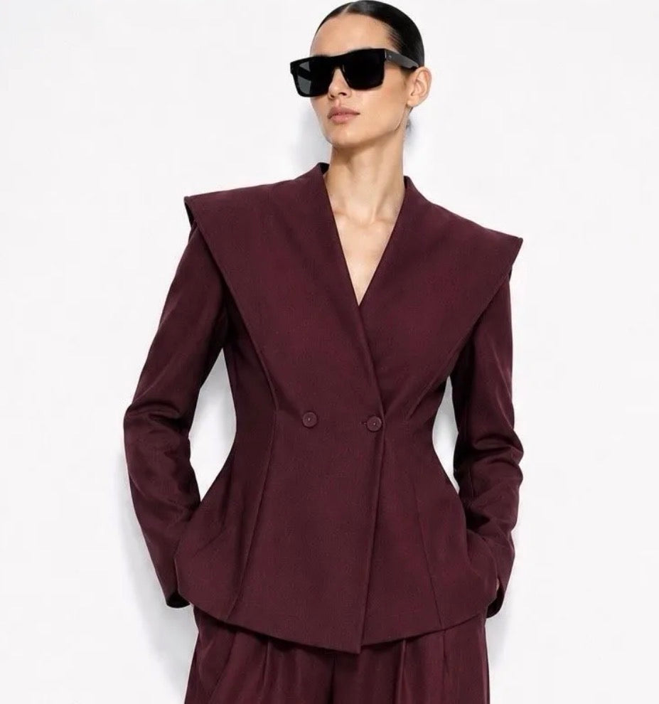 Bayley Shoulder Blazer Burgundy
