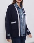 Navy Denim Knit Cardigan