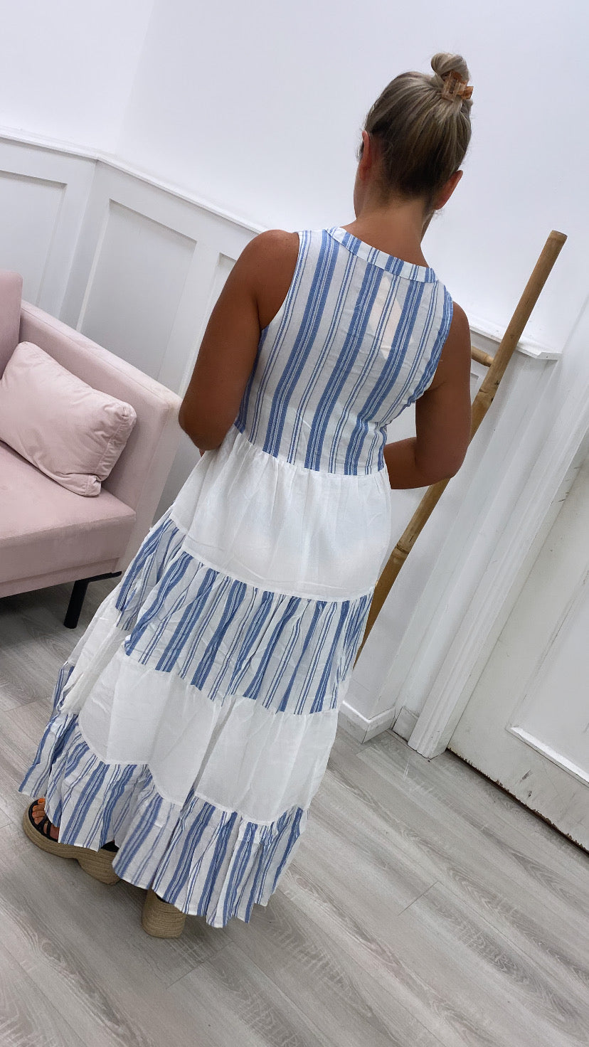 Stripe Maxi Dress Blue