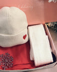 Christmas Hat Scarf Box Red/Cream