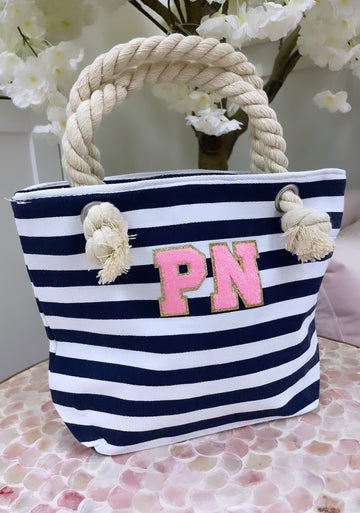 Mini Personalised Stripe Bag Navy
