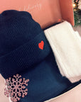 Christmas Hat Scarf Box Navy