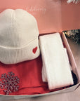 Christmas Hat Scarf Box Red/Cream