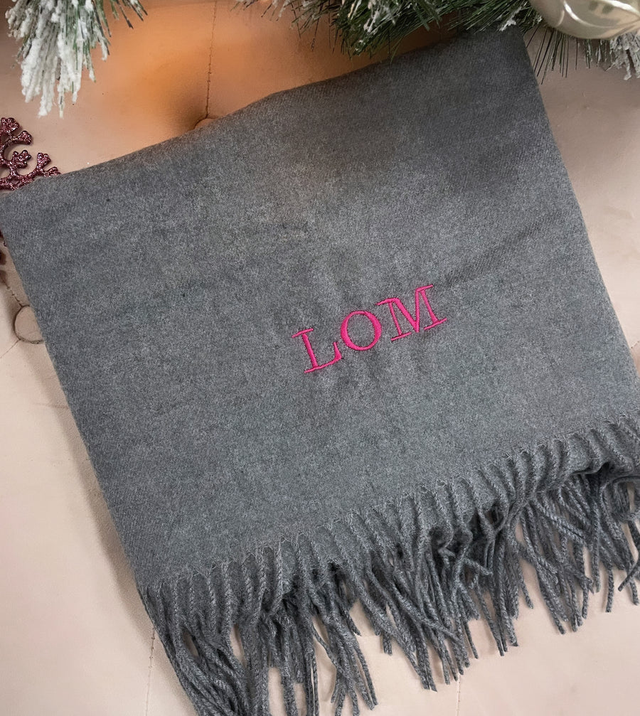 Long Personalised Scarf Grey