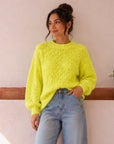 Neon Yellow Cable Knit Sweater