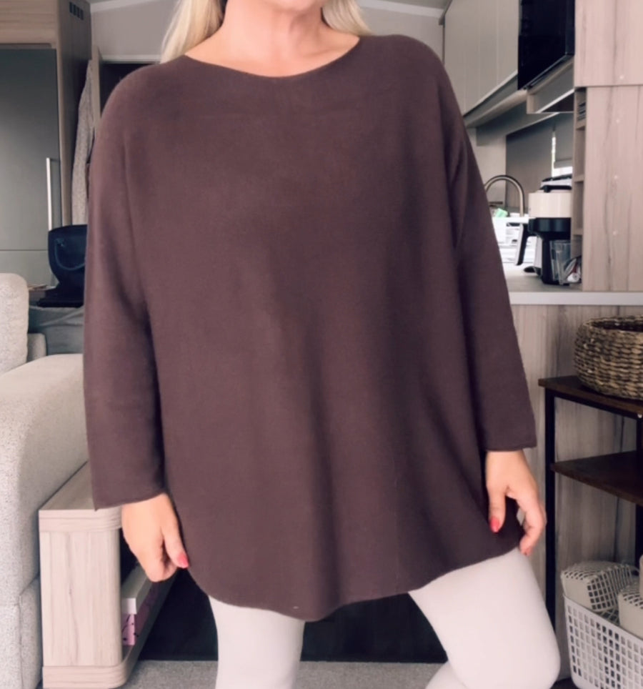 Round Neck Knit Chocolate