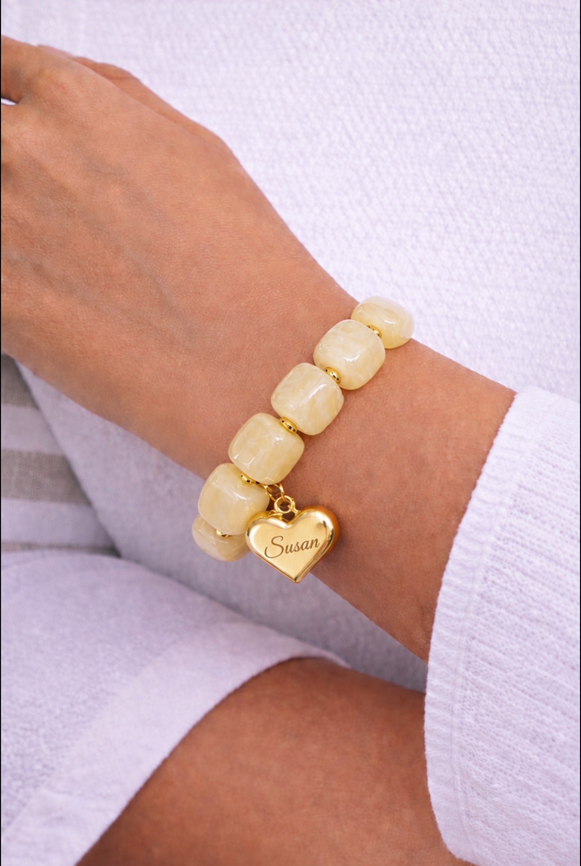 Personalised Amara Pearl Heart Bracelet