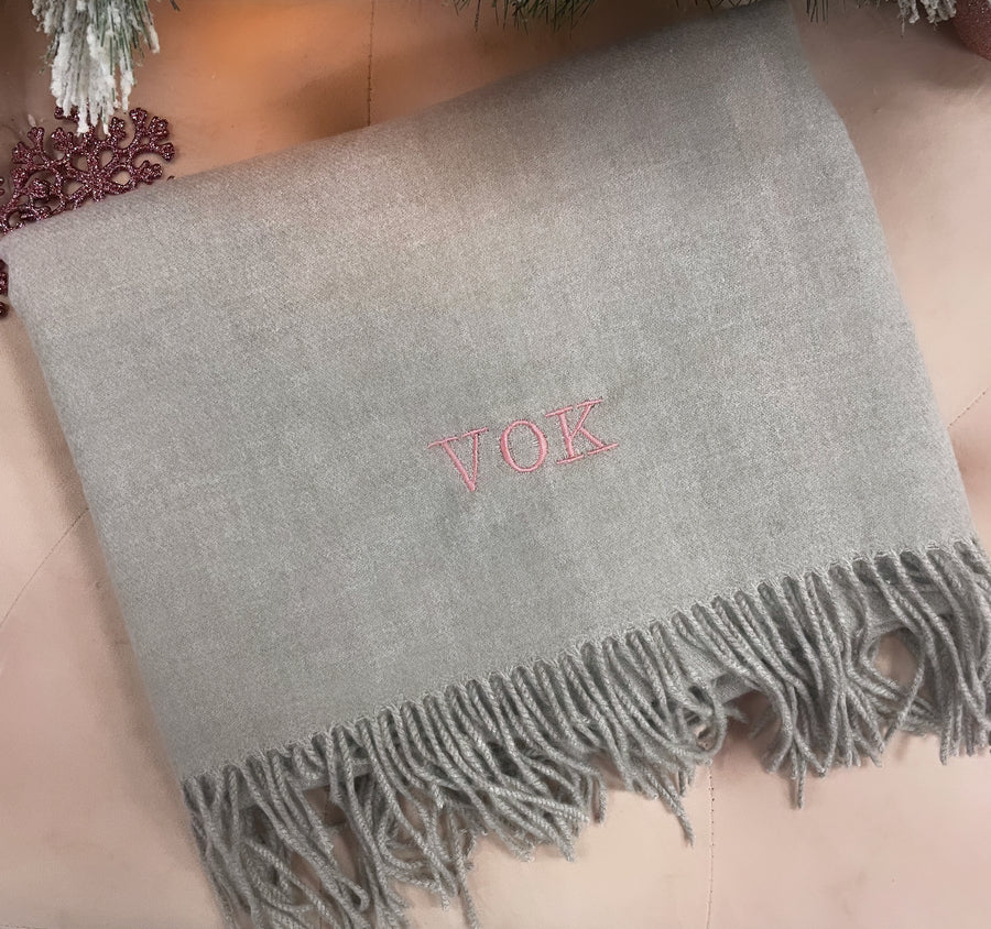 Long Personalised Scarf Light Grey