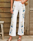 Violet Embroidered Jeans White