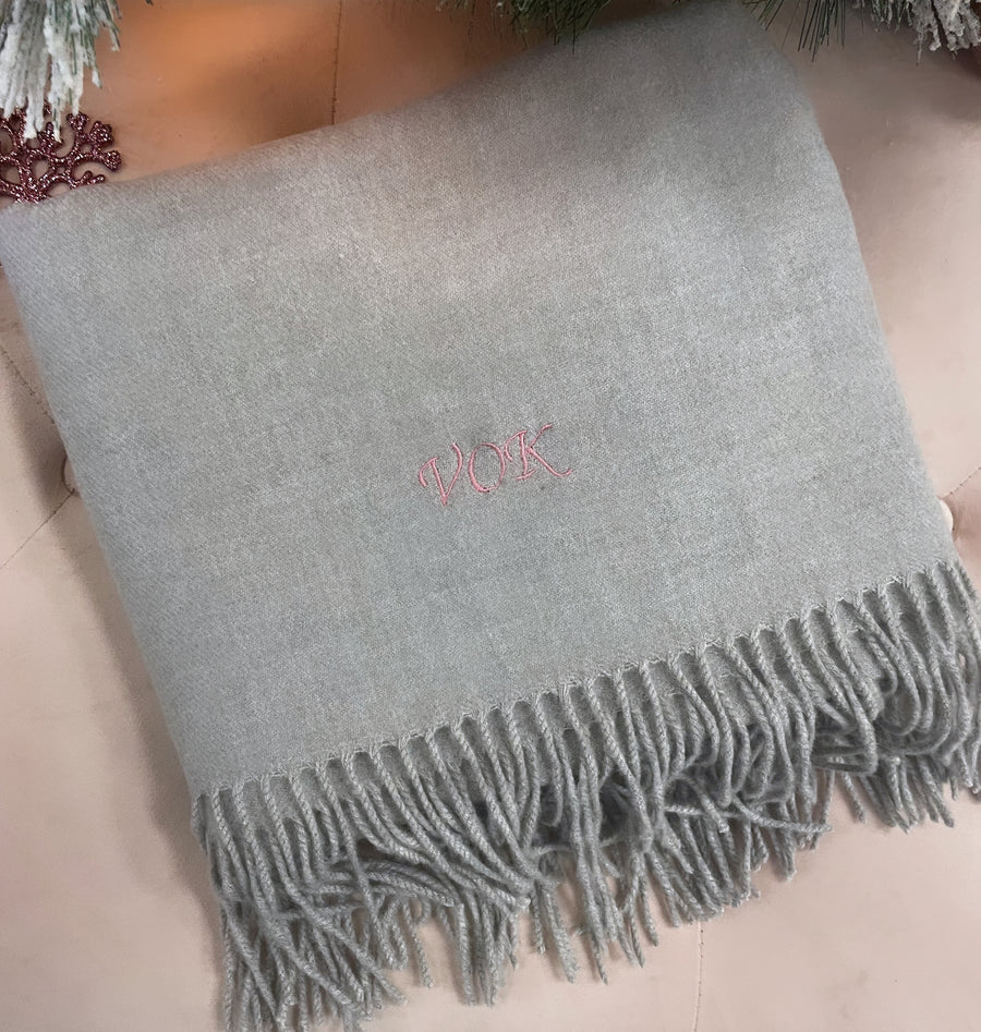 Long Personalised Scarf Light Grey