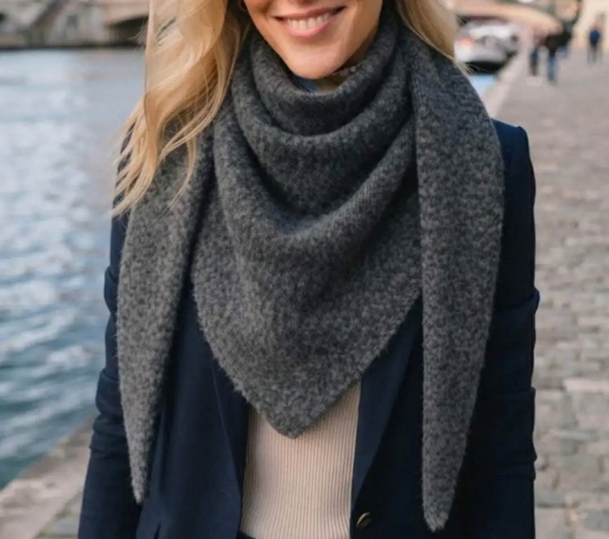 Mila Triangle Scarf Dark Grey