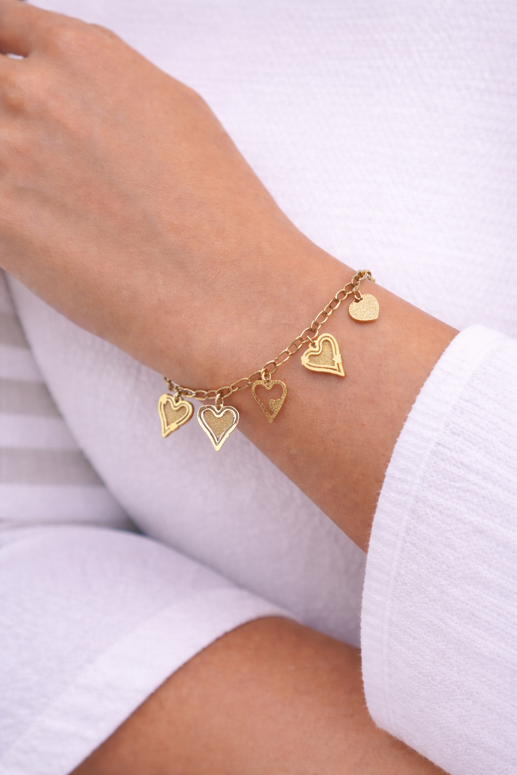 Golden Heart Charm Bracelet
