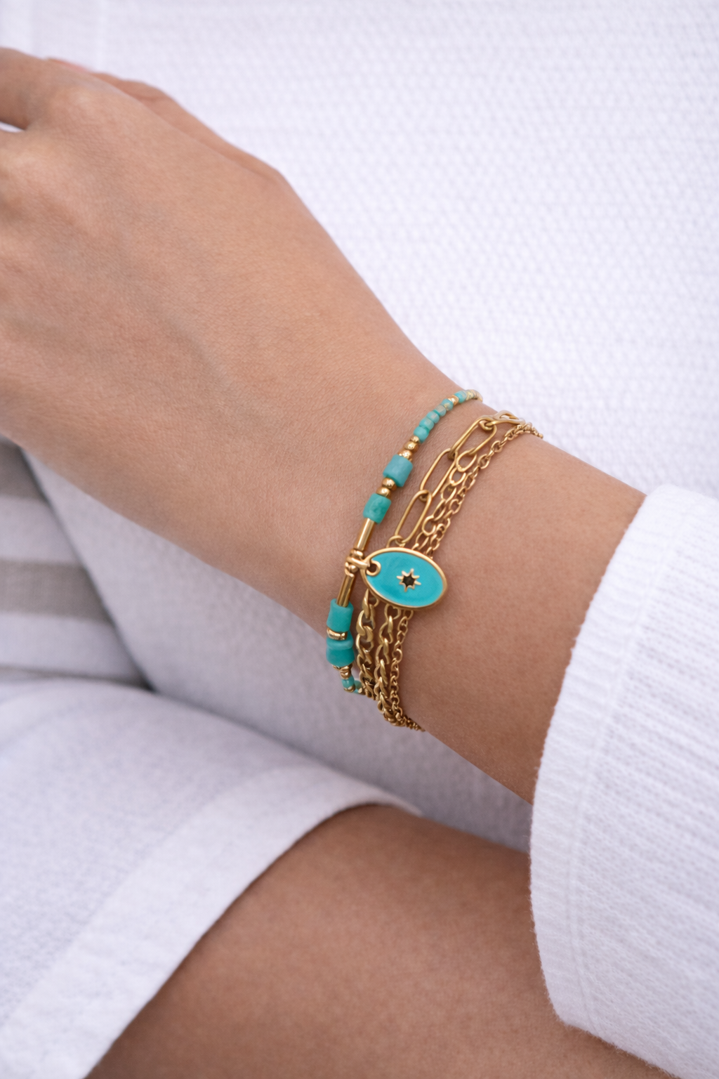 Turquoise Oval Charm Bracelet