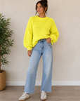 Neon Yellow Cable Knit Sweater