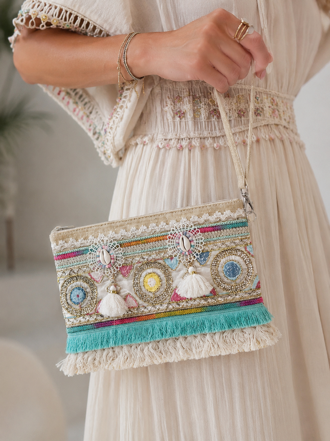 Coastal Boho Tassel Crossbody Bag