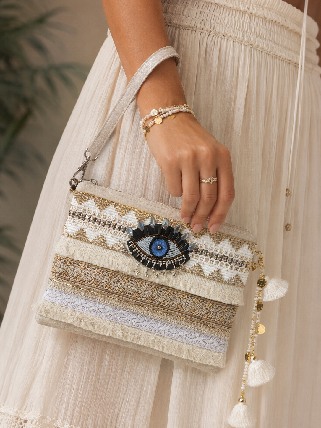 Santorini Eye Boho Crossbody Bag