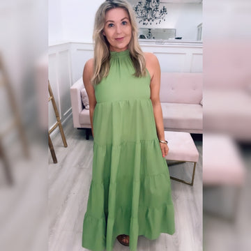 Halter Neck Dress Green