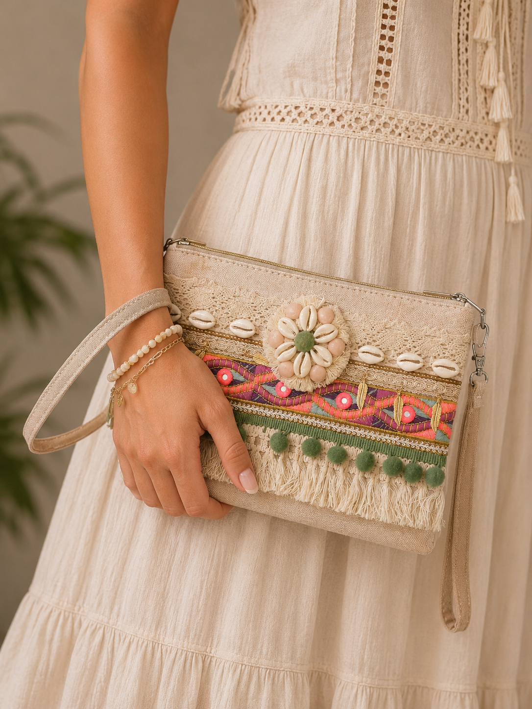 Bohemian Bloom Crossbody Clutch